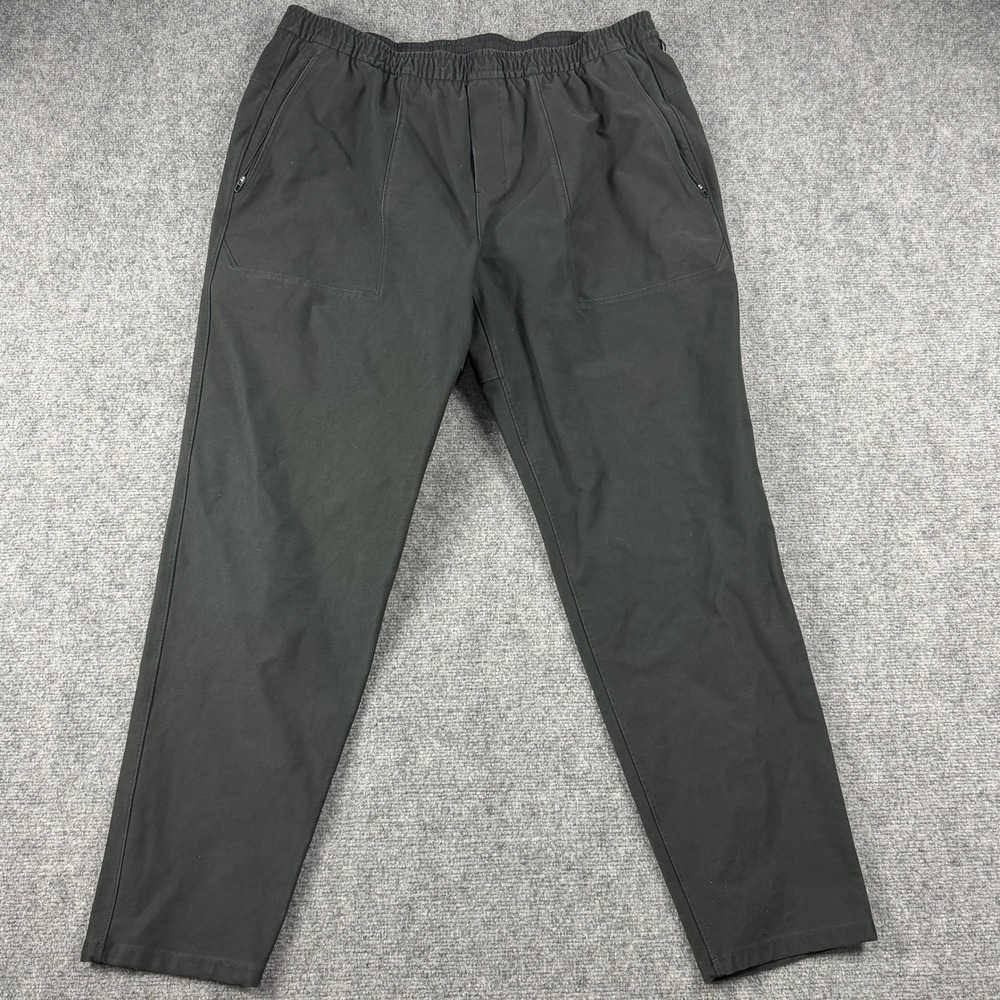Lululemon Lab Pants Mens XXL Black Textured Elastic Waist Zipper Pockets Casual